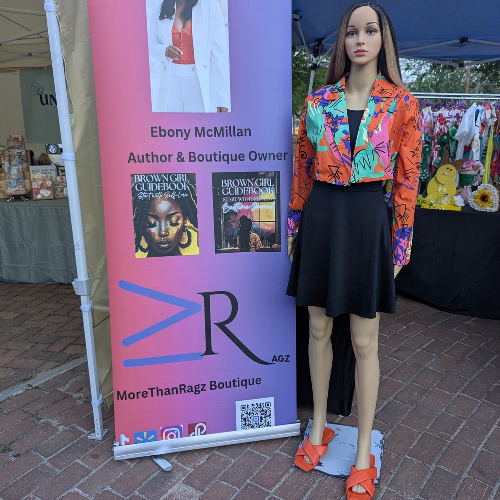 Colorful Abstract Blazer with Black Dress